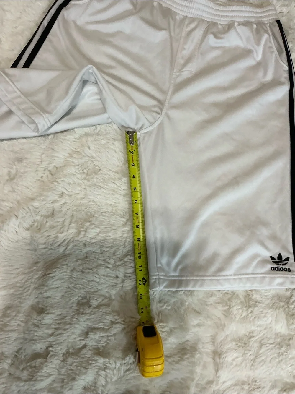 adidas White Athletic Shorts with Black 3-Stripe Trim